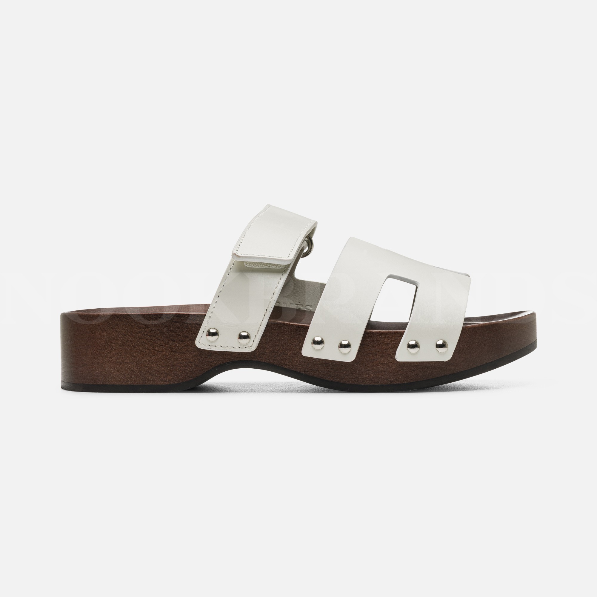 Beyaz Deri Kos Clog Sandal