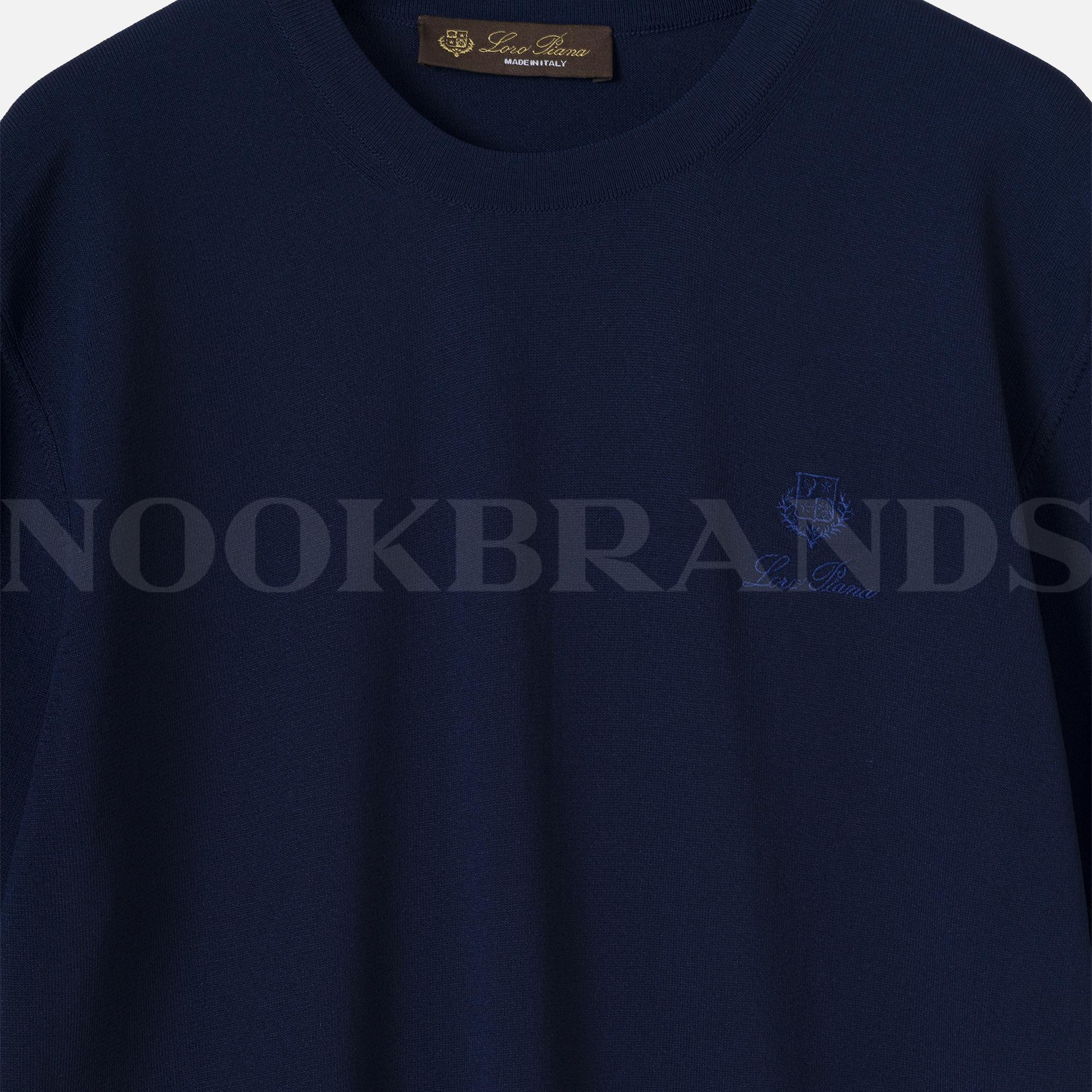 Lacivert Nakışlı Logo Erkek Triko T-shirt