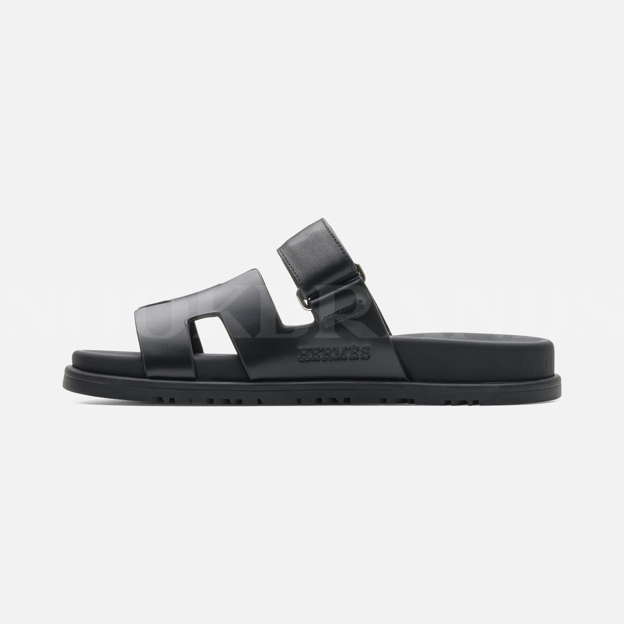 Siyah Deri Chypre Sandal