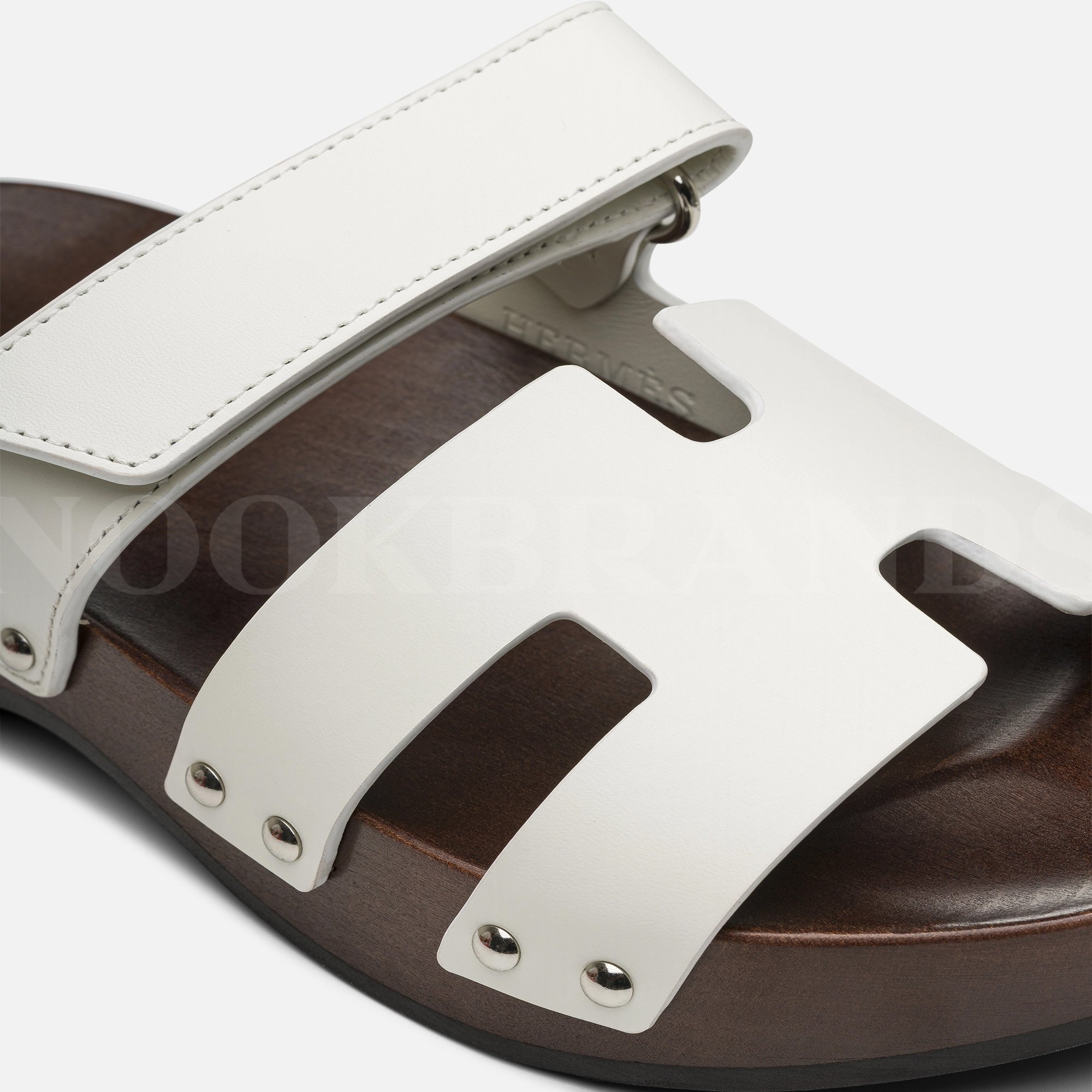 Beyaz Deri Kos Clog Sandal