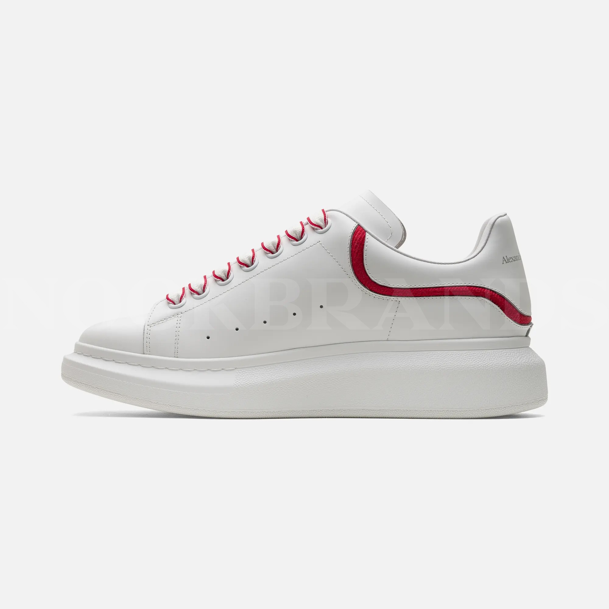 Oversize Beyaz Kırmızı Detay Erkek Deri Sneaker