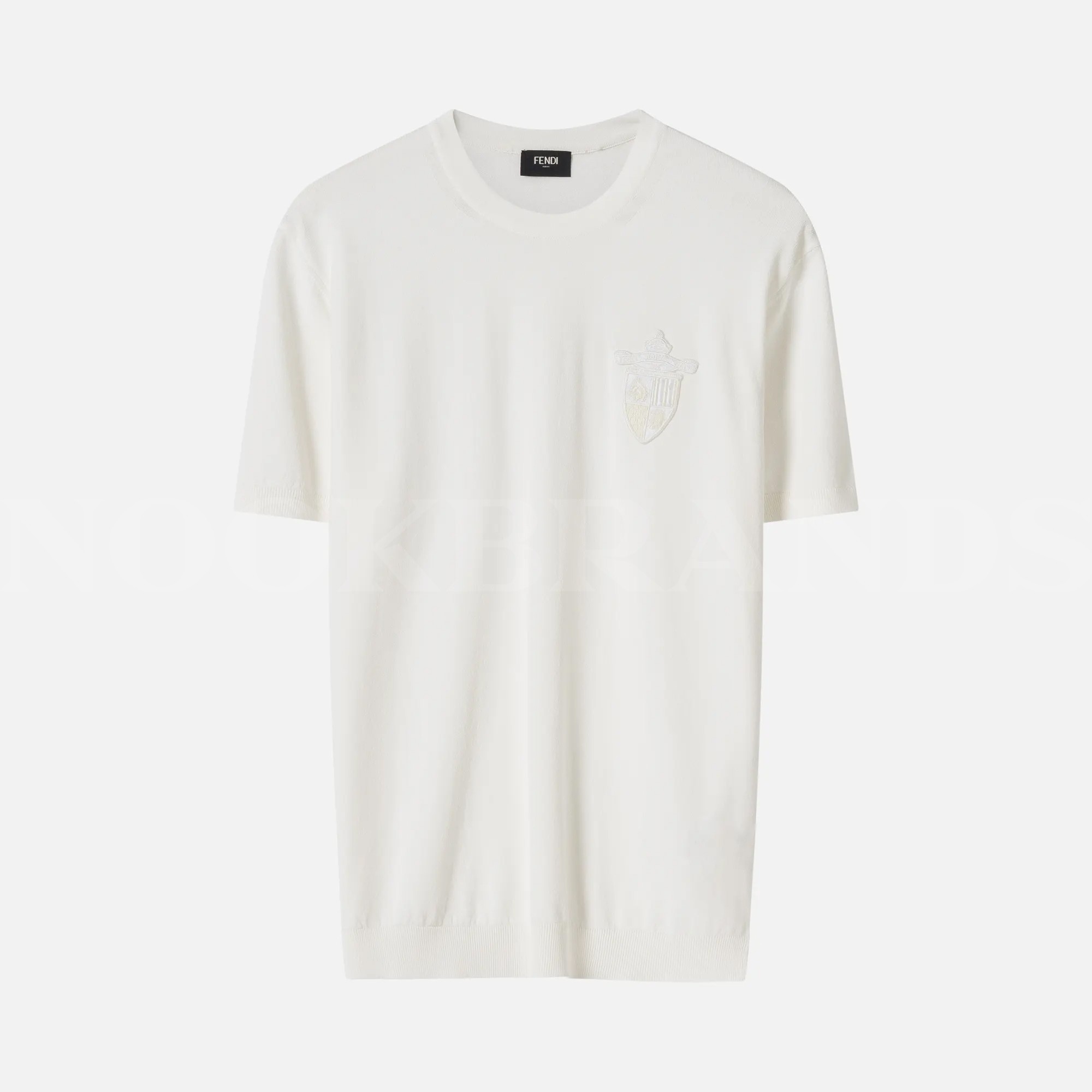 Nakışlı Logo Detay Beyaz Triko T-shirt