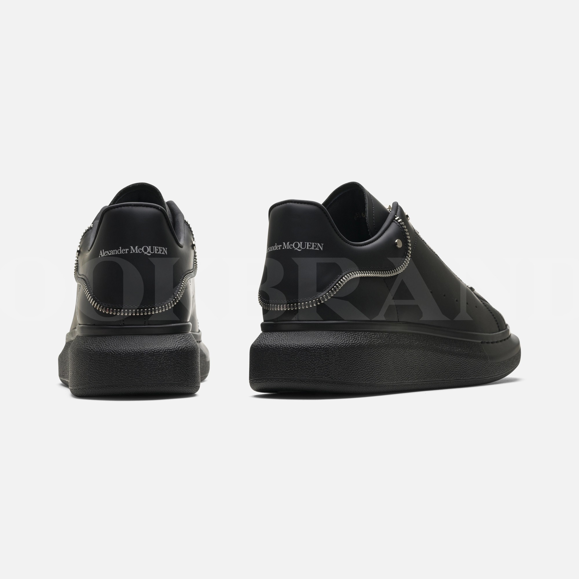 Oversize Siyah Fermuar Detay Erkek Deri Sneaker