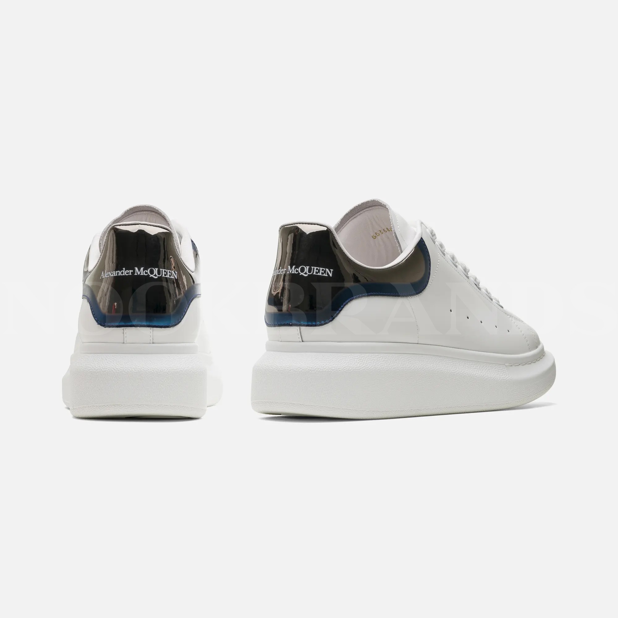 Oversize Beyaz Mavi Detay Erkek Deri Sneaker