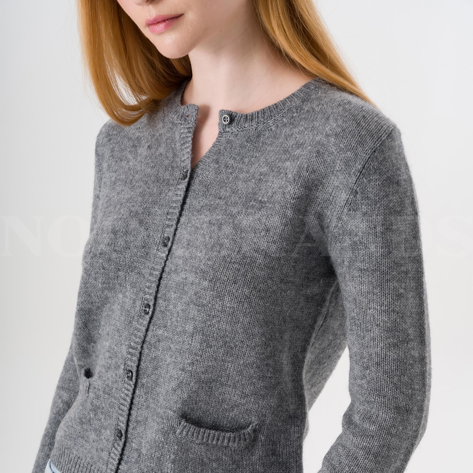 Shearling-trimmed Wool Cardigan In Grey