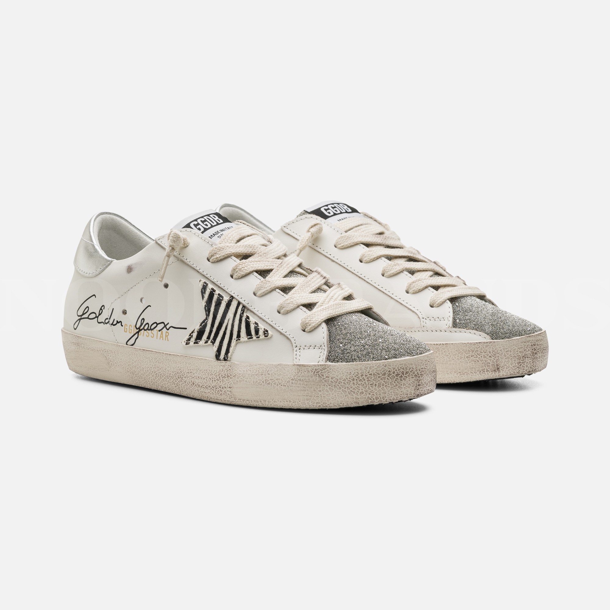 Super Star Beyaz Zebra Detay Kadın Deri Sneaker