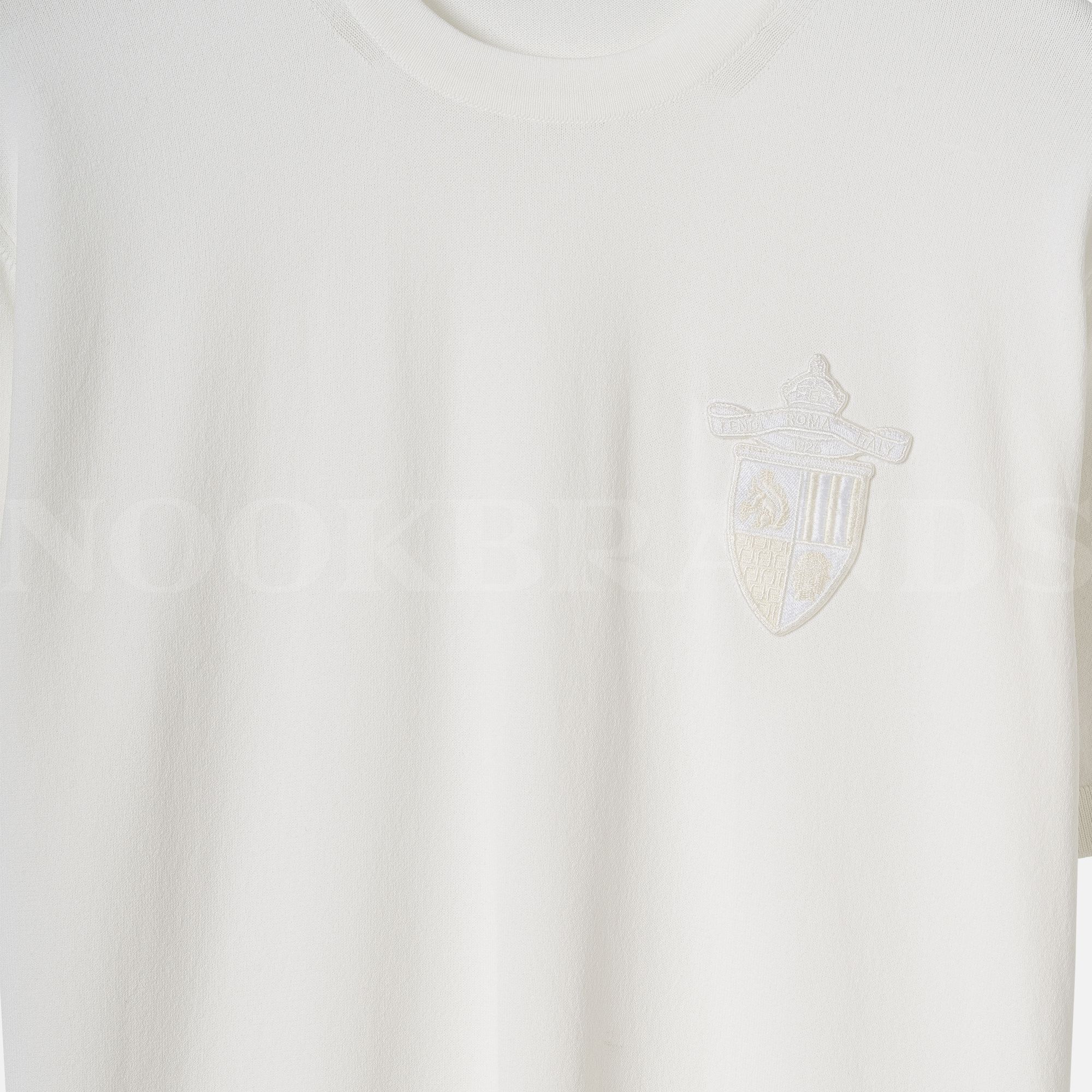 Nakışlı Logo Detay Beyaz Triko T-shirt