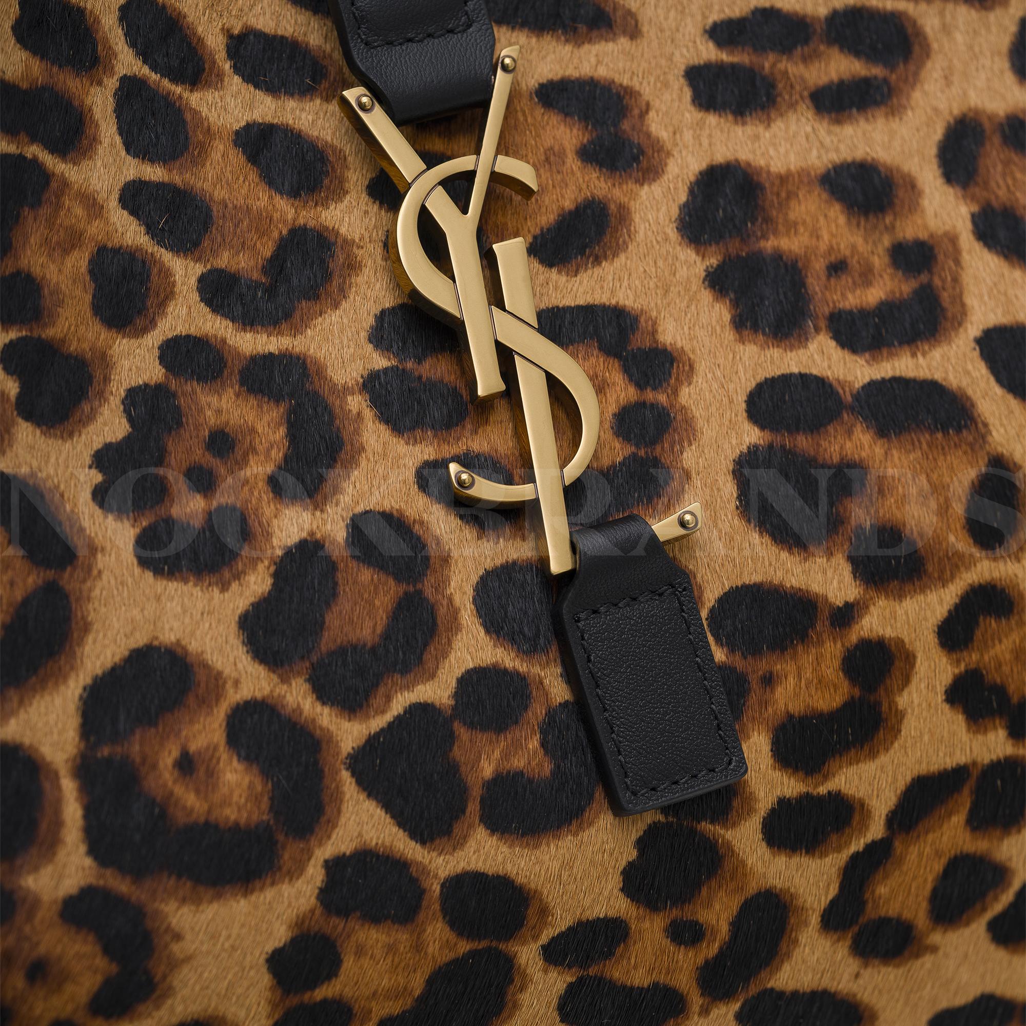 Saint Laurent Bea Leopard-Print Tote Bag in Brown  