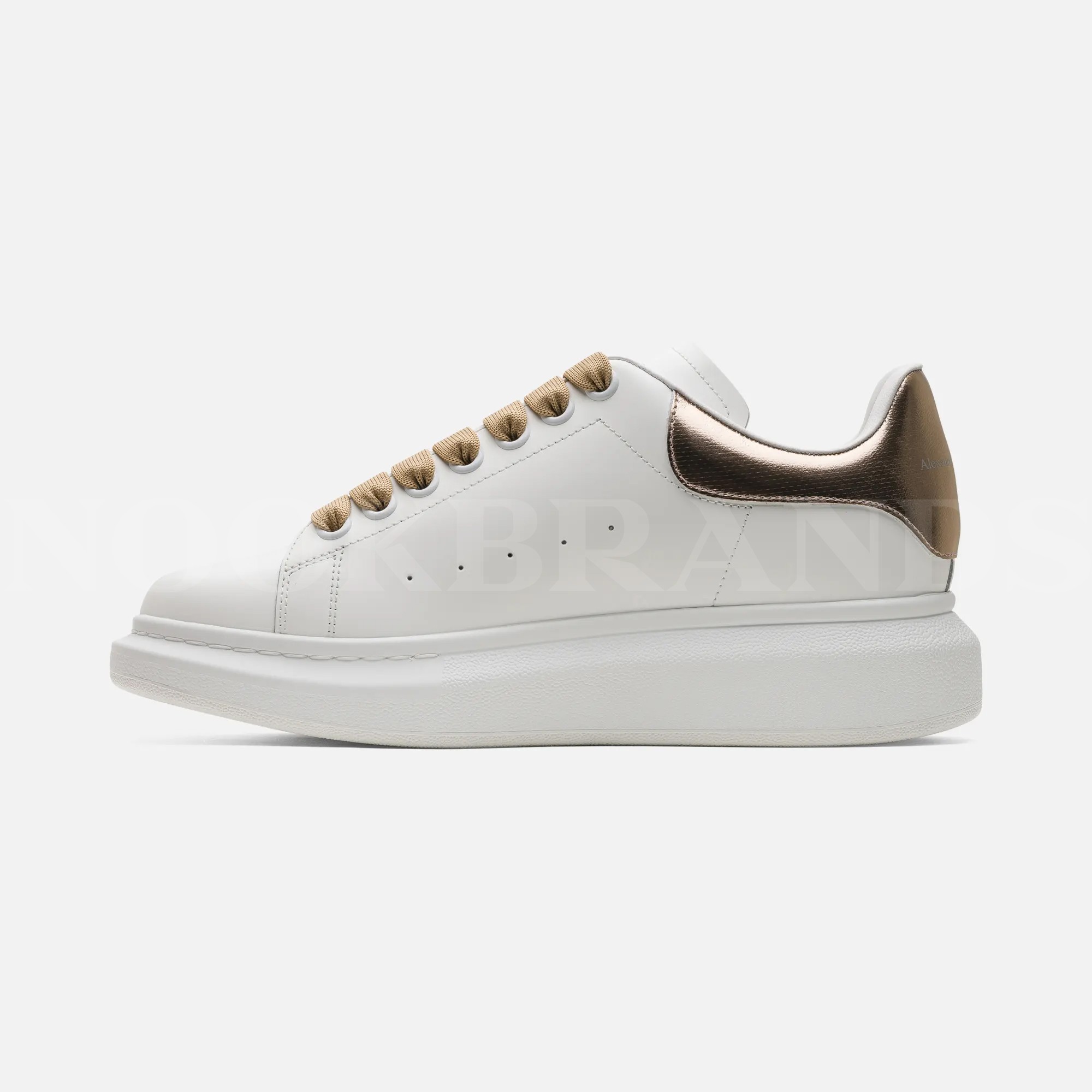 Oversize Beyaz Rose Detay Kadın Deri Sneaker