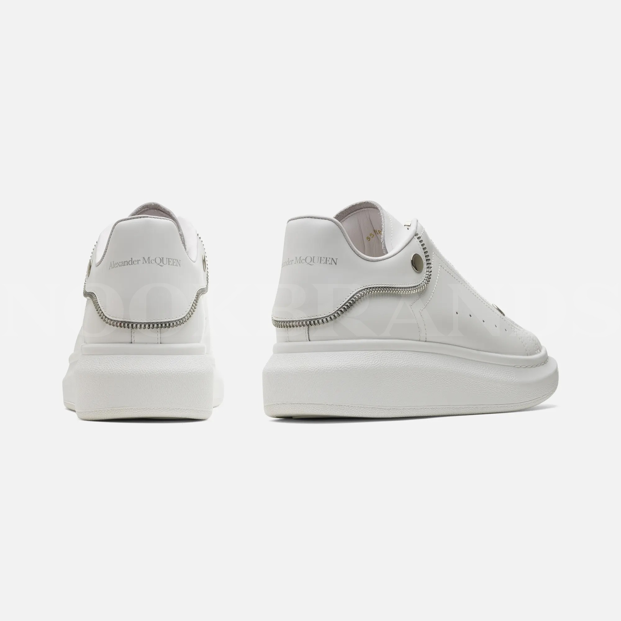 Oversize Beyaz Fermuar Detay Erkek Deri Sneaker