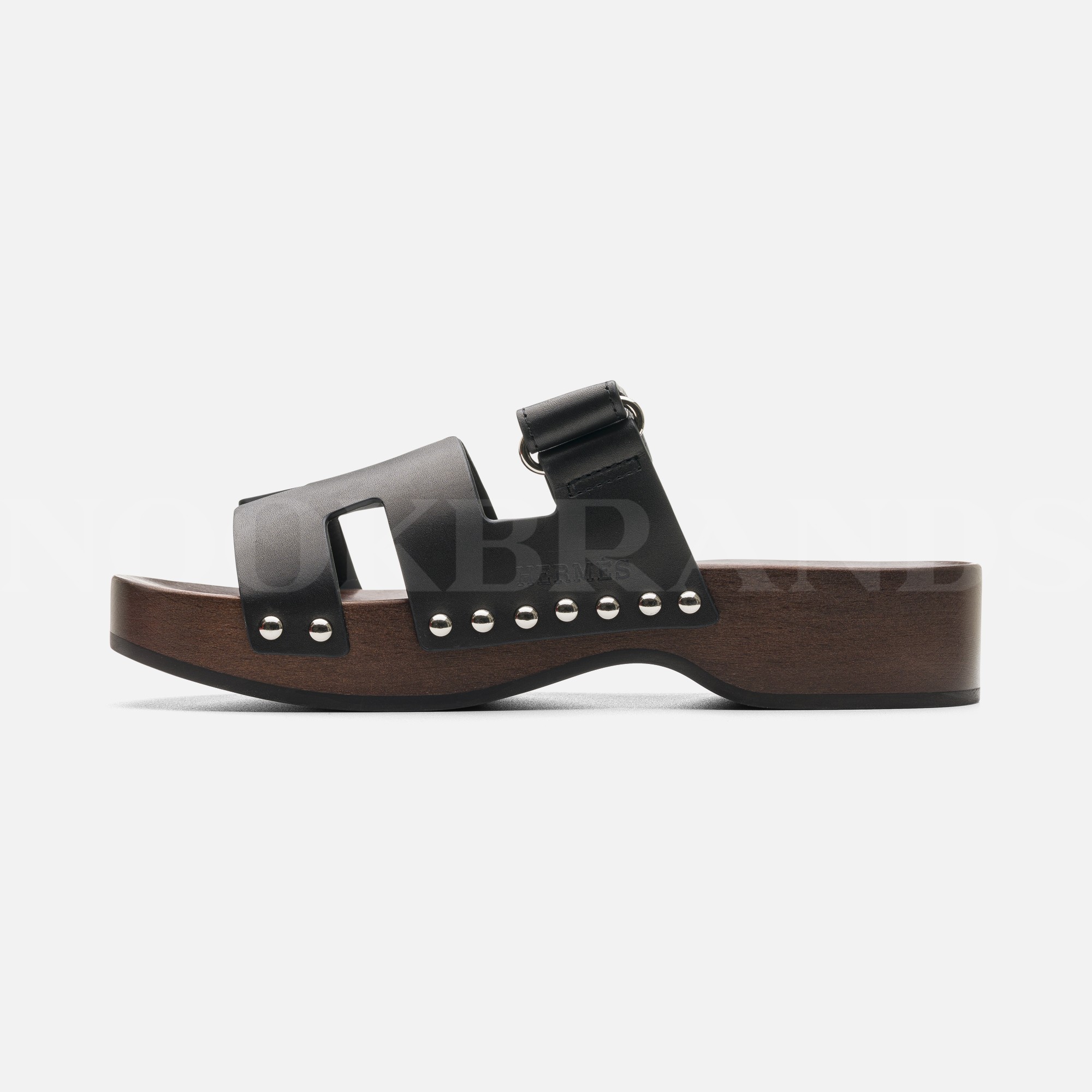Siyah Deri Kos Clog Sandal