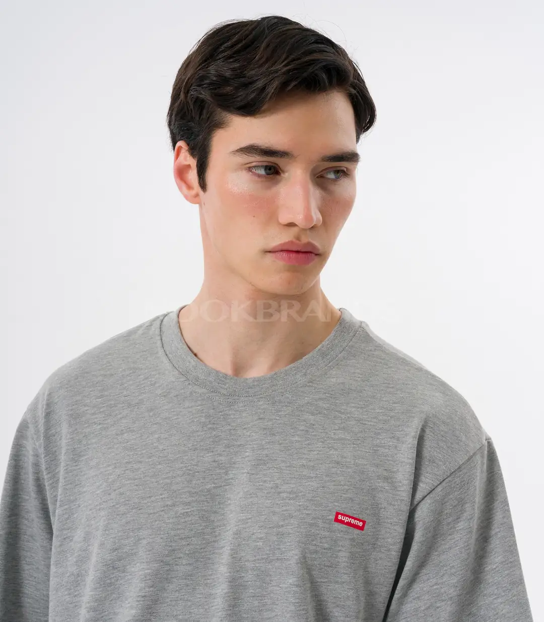 Supreme Erkek Gri Mini Logo Basic T-Shirt
