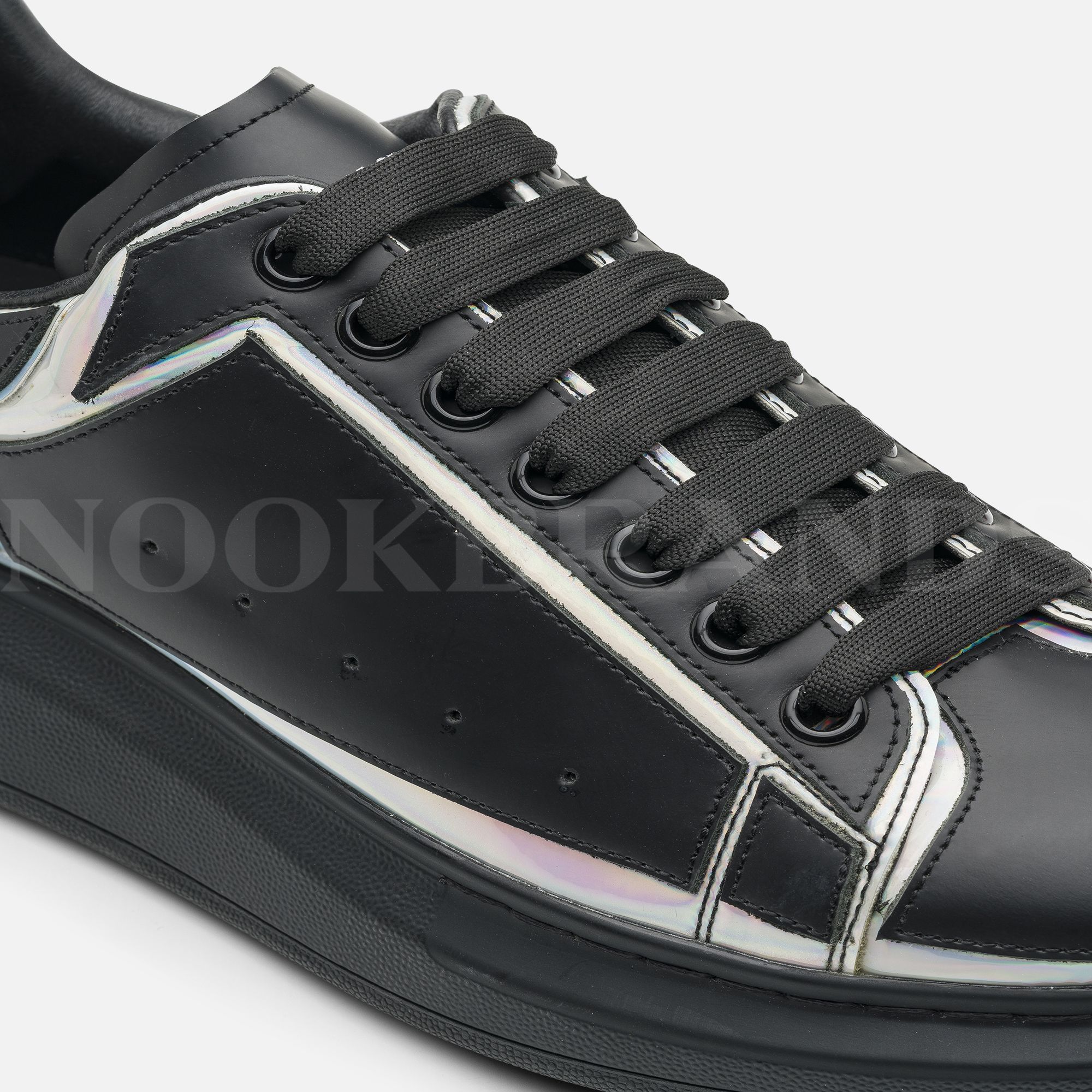 Oversize Siyah Deri Sneaker