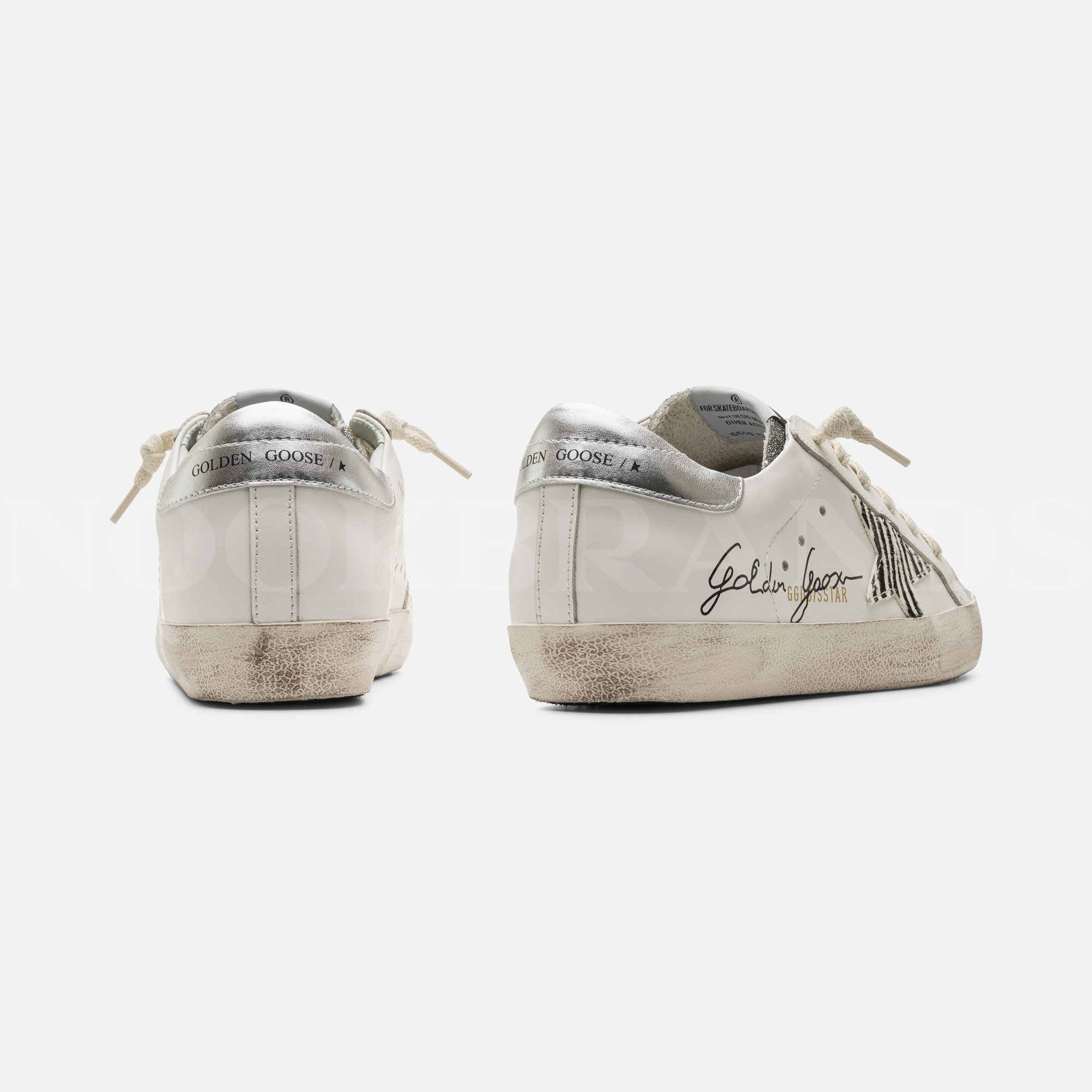 Super Star Beyaz Zebra Detay Kadın Deri Sneaker