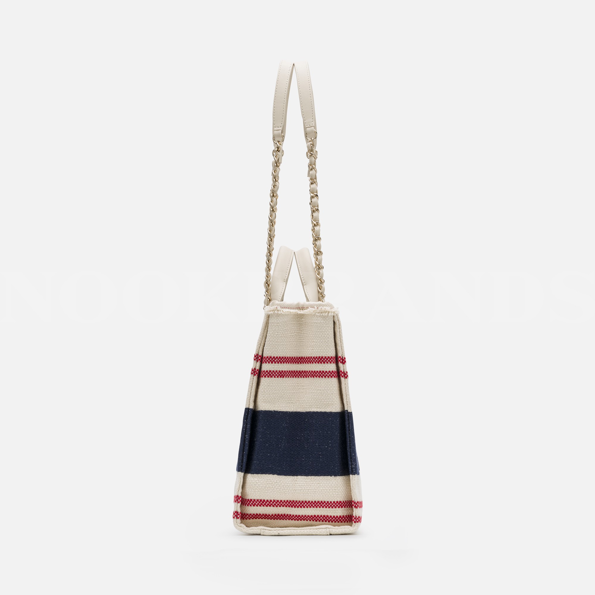 Striped Canvas Small Deauville Tote Ecru Red Blue Kadın Çanta