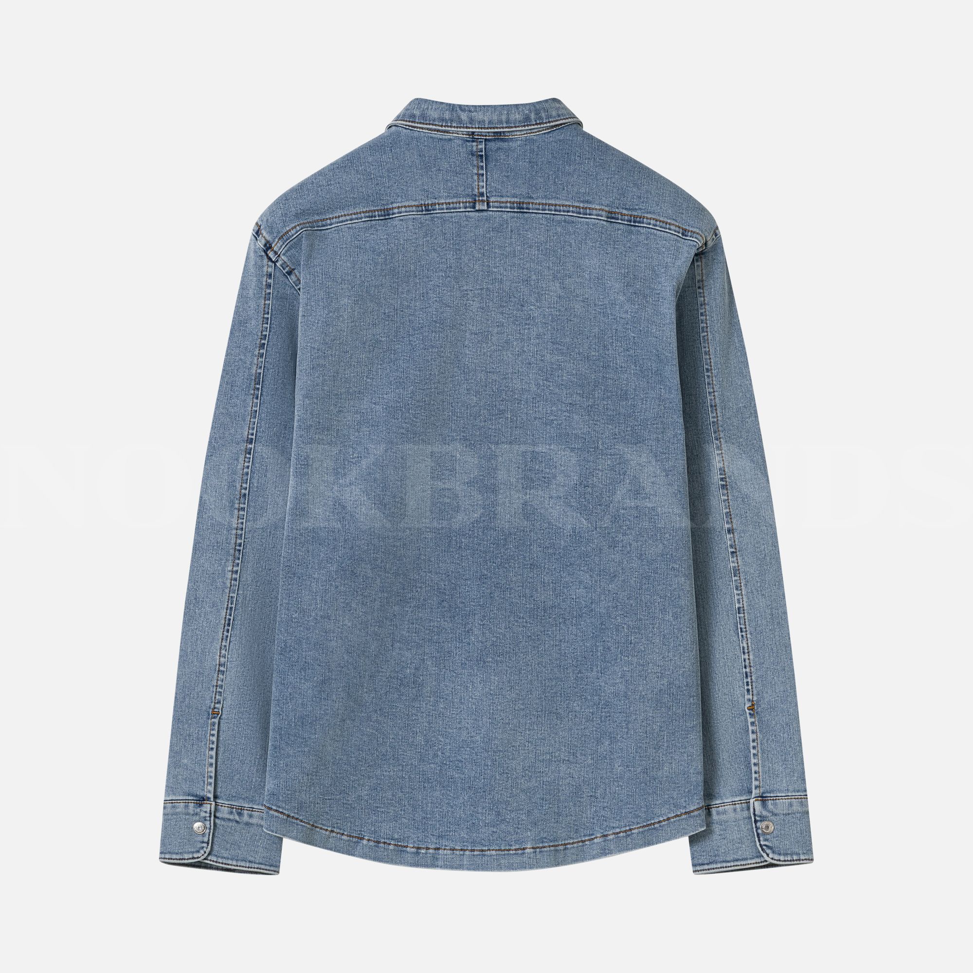Logo Detay Erkek Denim Gömlek