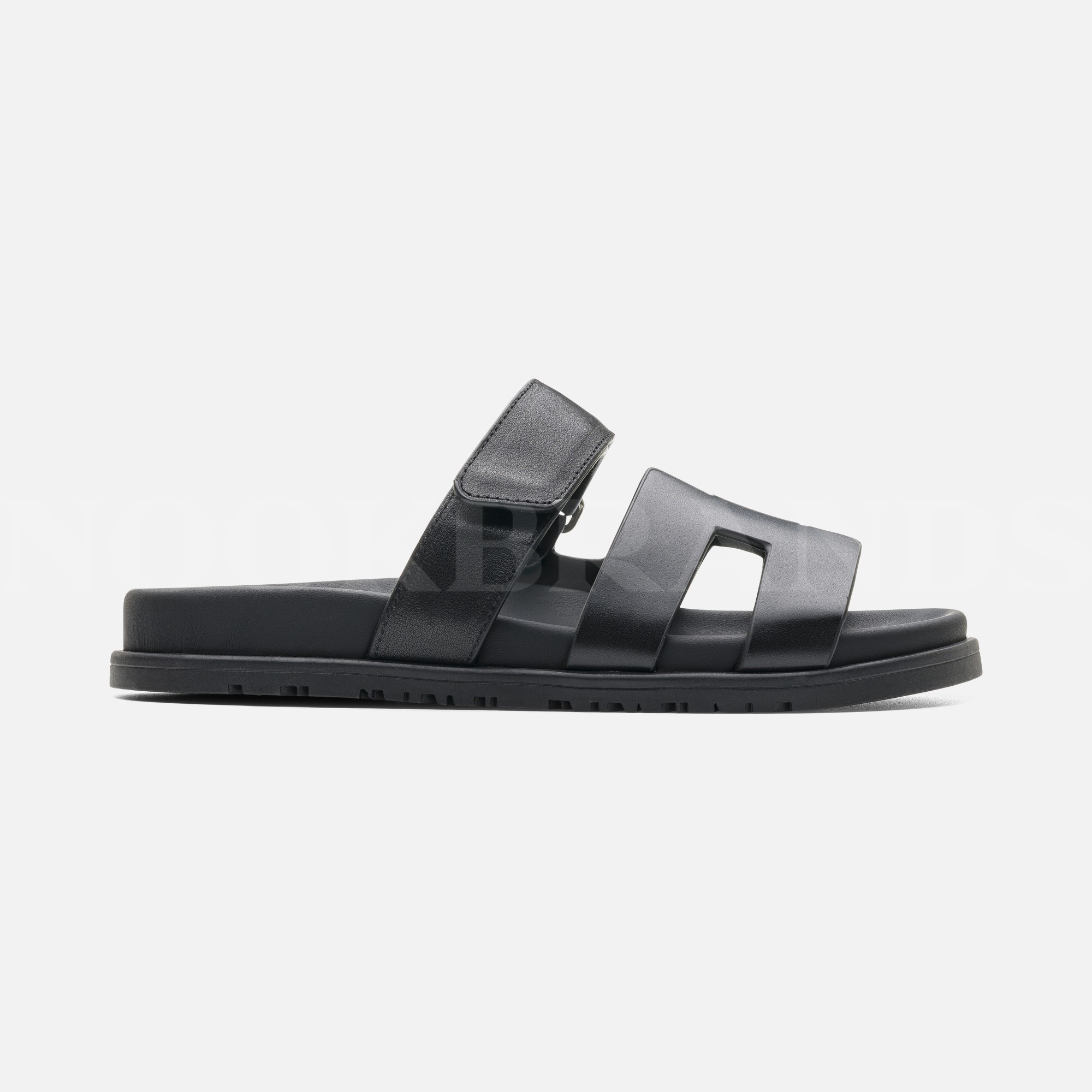 Siyah Deri Chypre Sandal