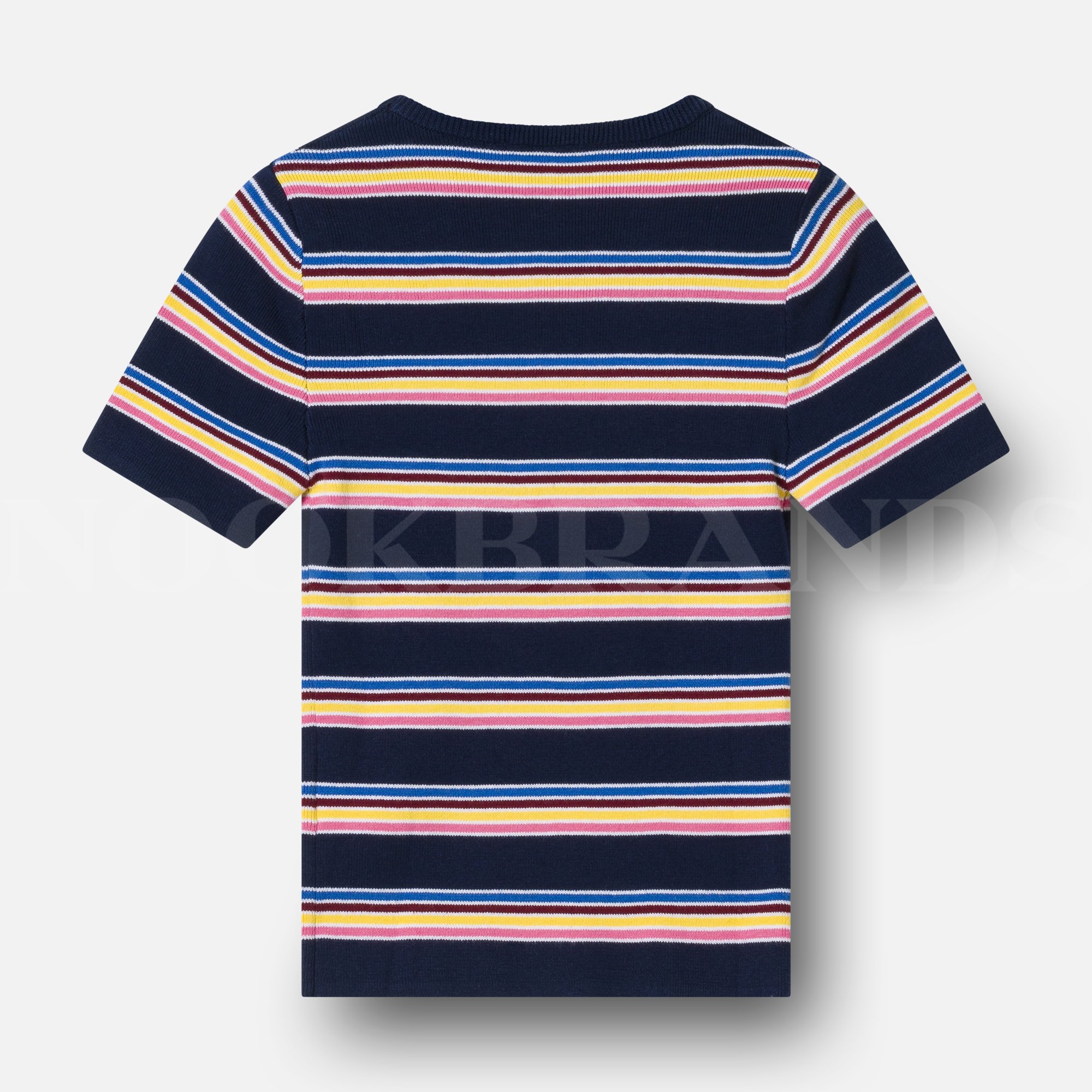 Lacivert Çizgili Kadın Triko T-shirt