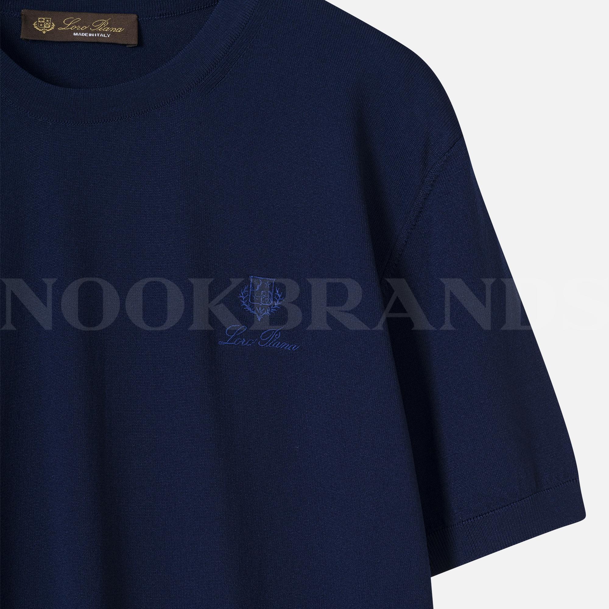 Lacivert Nakışlı Logo Erkek Triko T-shirt