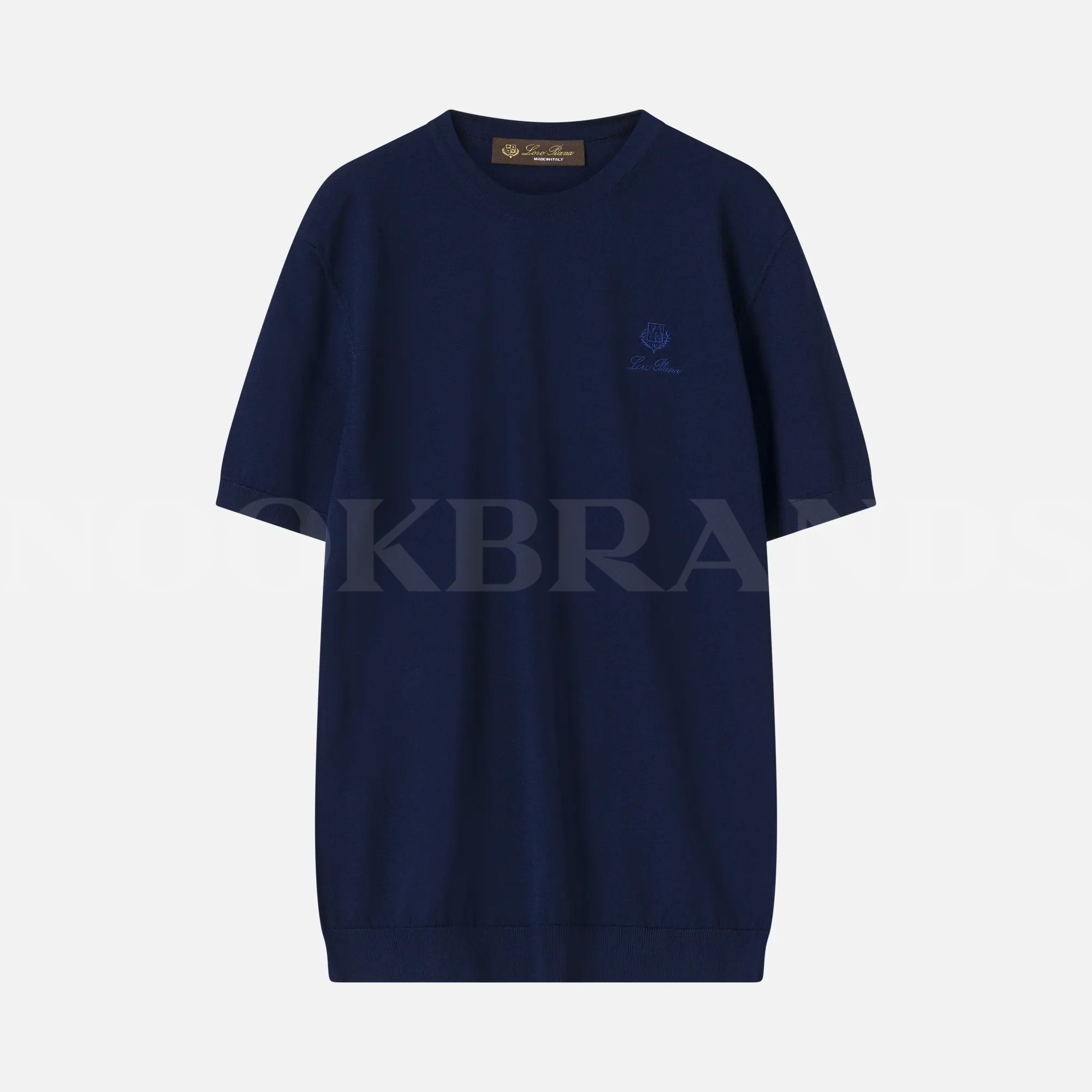 Lacivert Nakışlı Logo Erkek Triko T-shirt