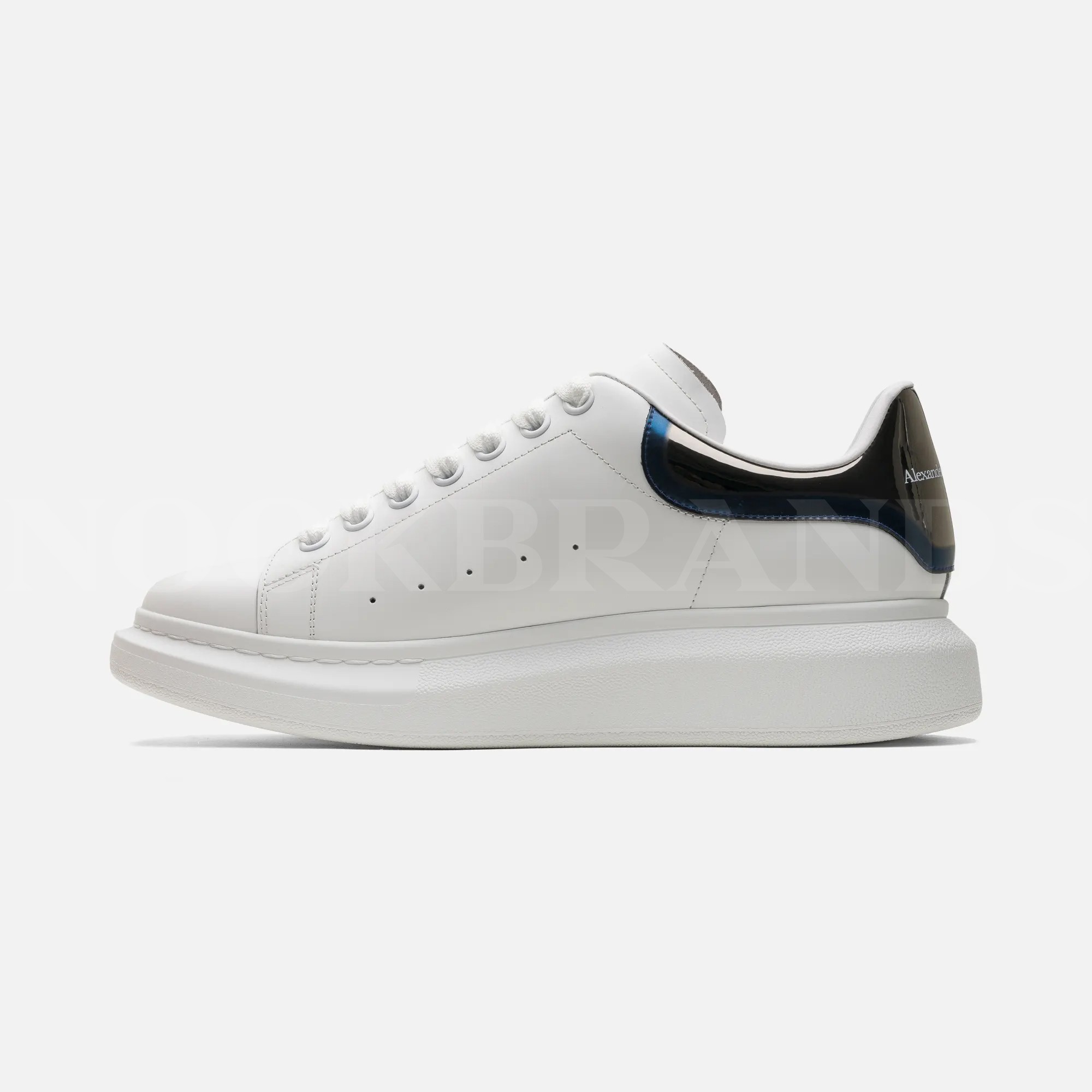 Oversize Beyaz Mavi Detay Erkek Deri Sneaker