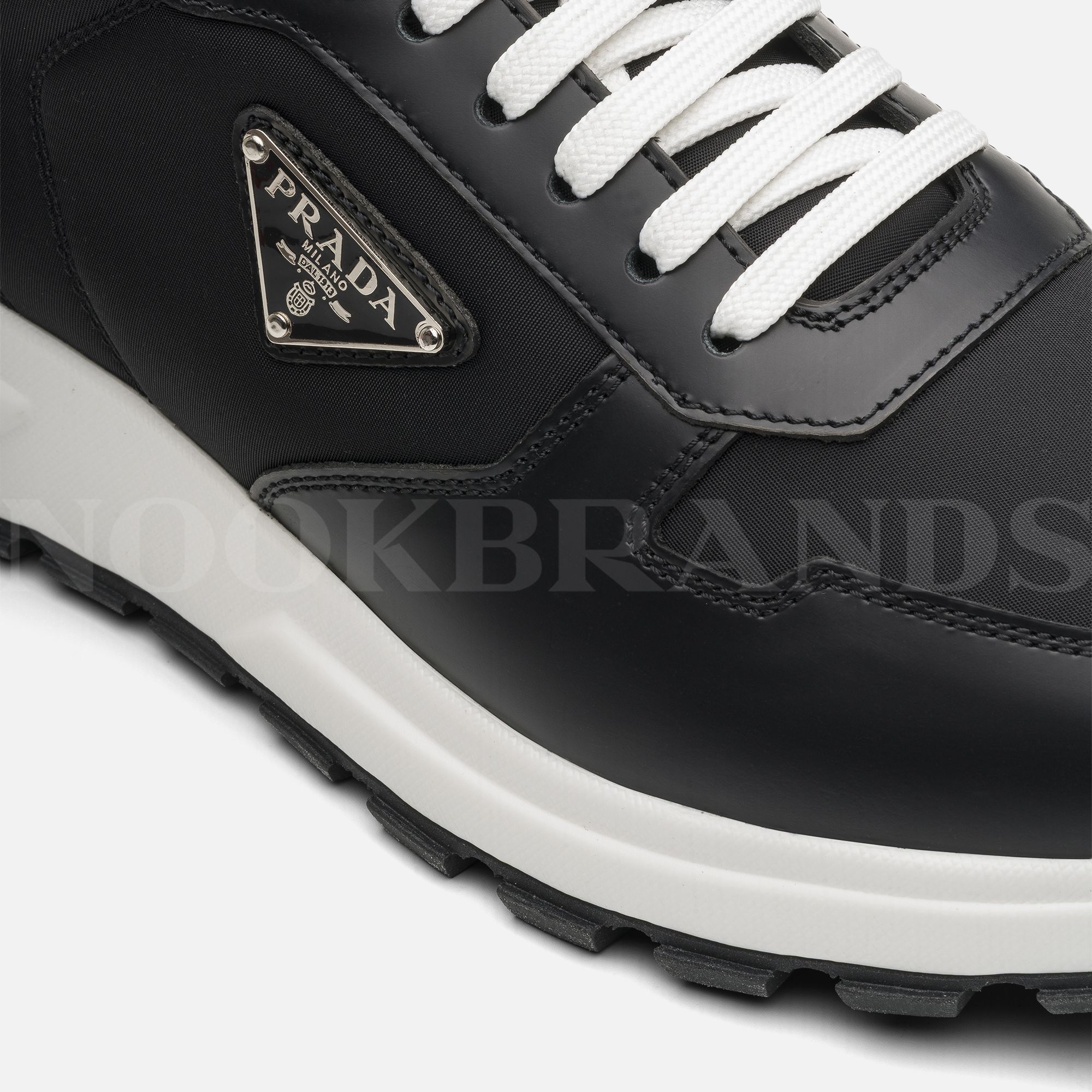 Prada Re-Nylon Siyah Erkek Deri Sneaker