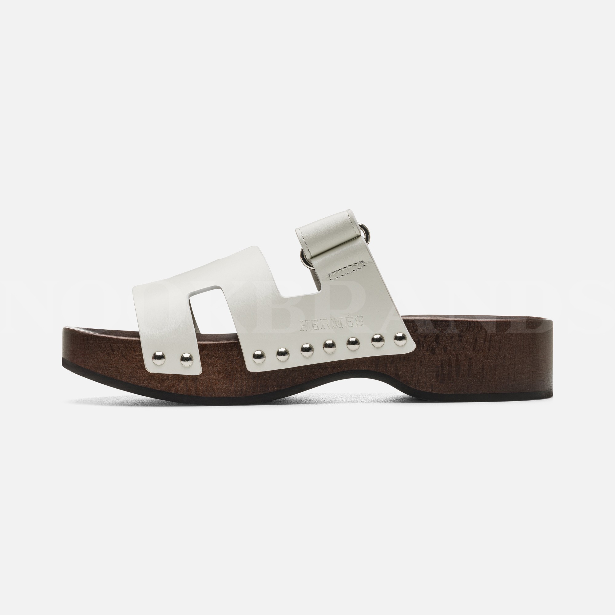 Beyaz Deri Kos Clog Sandal