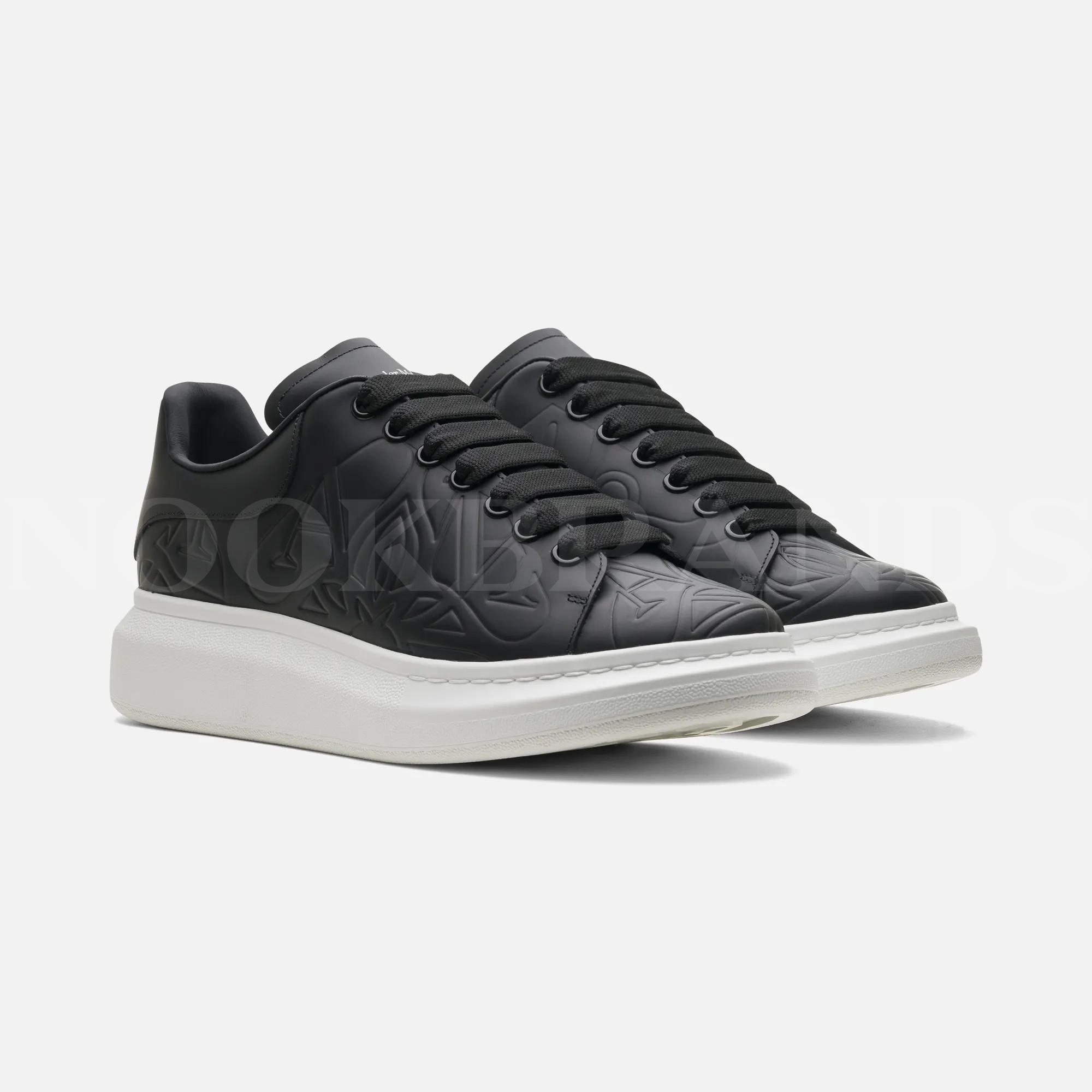 Oversize Siyah Desenli Erkek Deri Sneaker