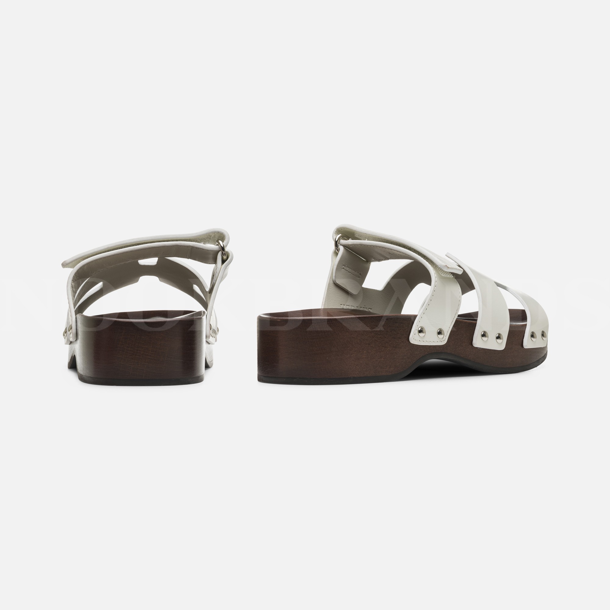 Beyaz Deri Kos Clog Sandal