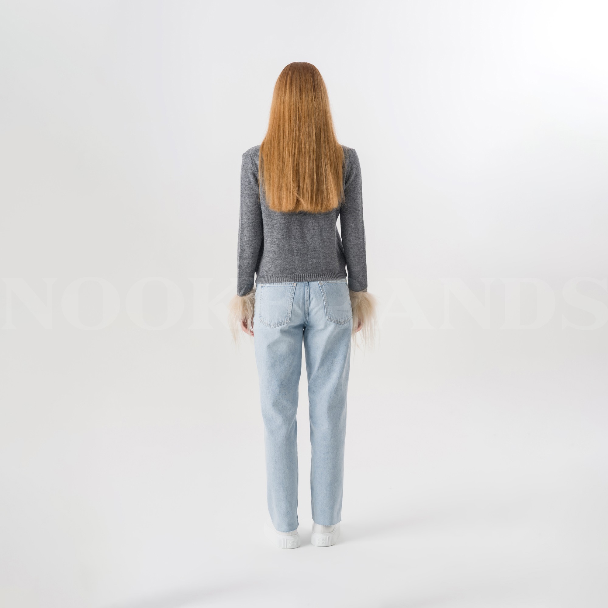 Shearling-trimmed Wool Cardigan In Grey