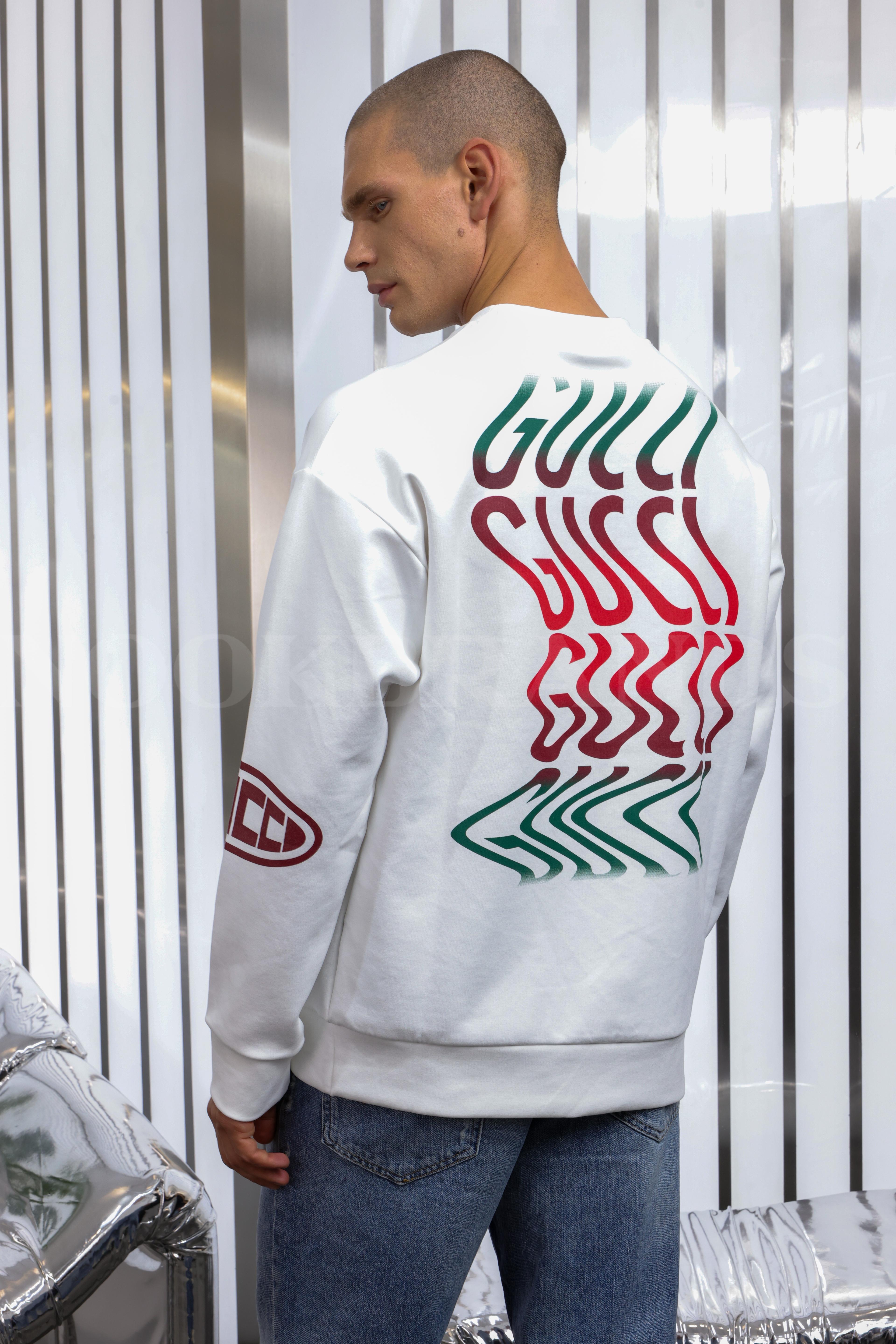 Logo Detay Erkek Beyaz Sweatshirt