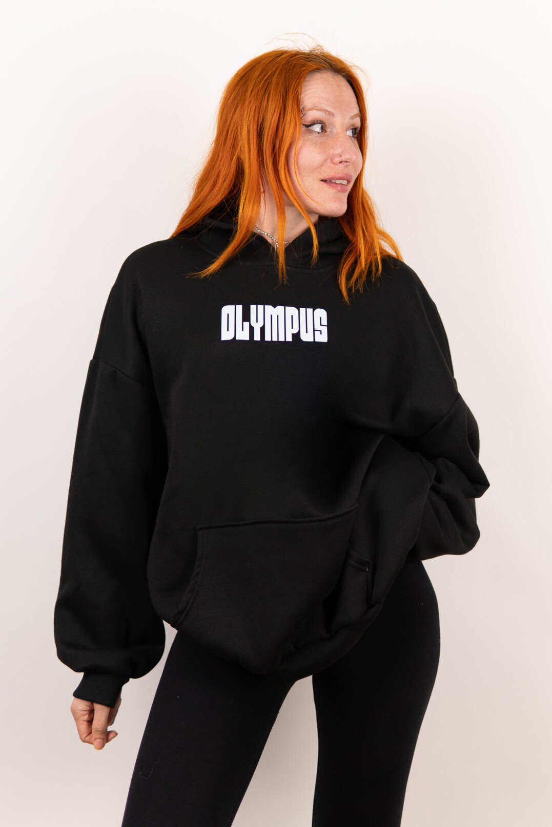 Olympus Yazılı Oversize Unisex Siyah Sweatshirt