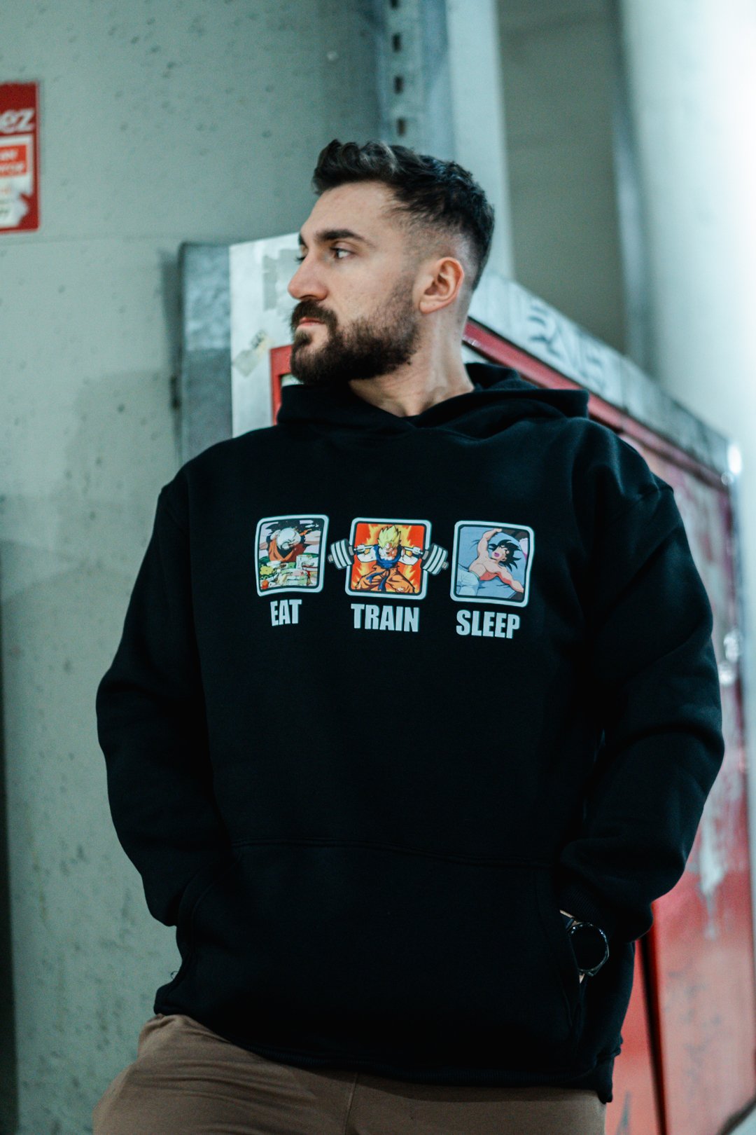 Eat Train Sleep Baskılı Oversize Hoodie