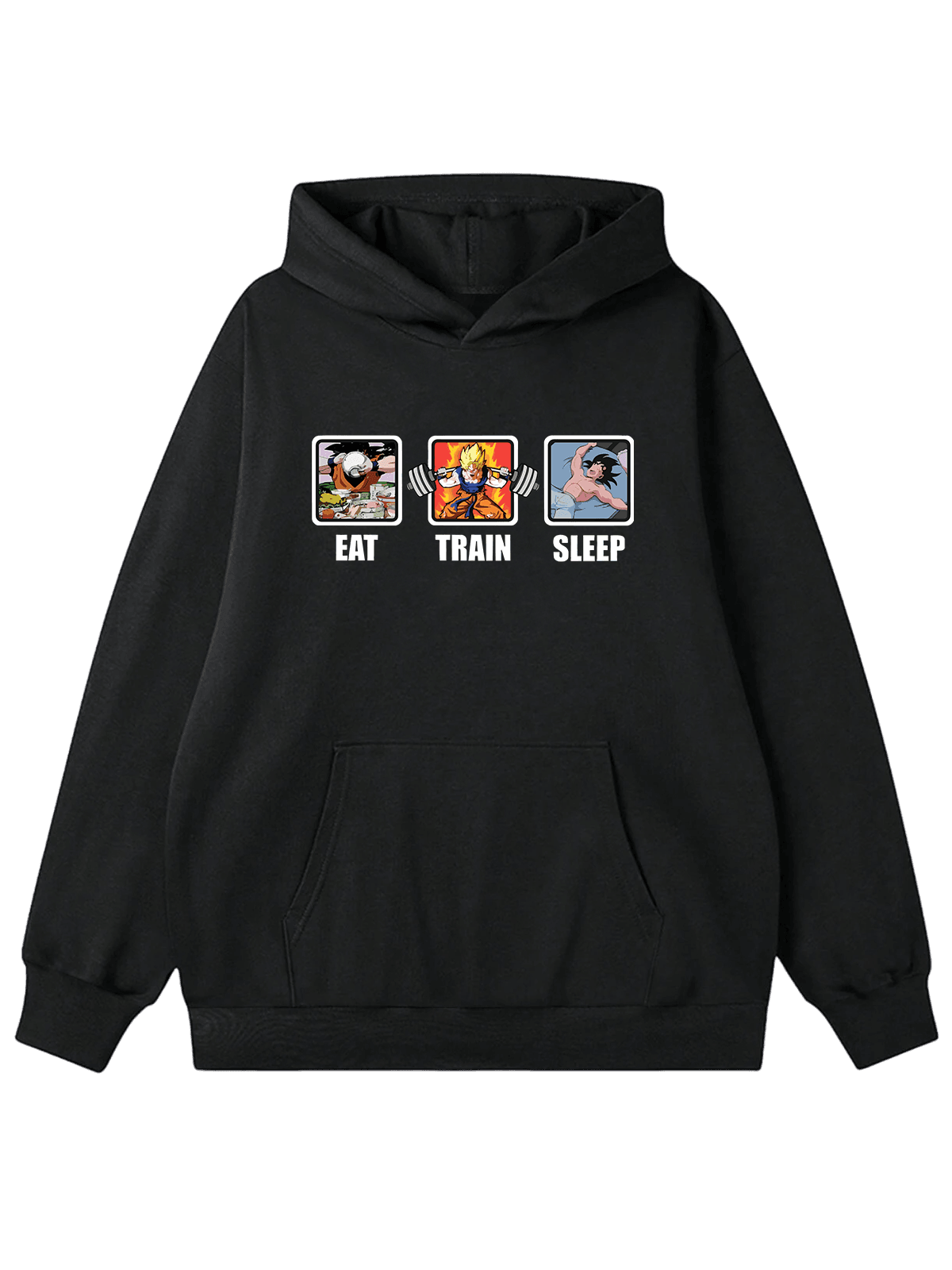 Eat Train Sleep Baskılı Oversize Hoodie