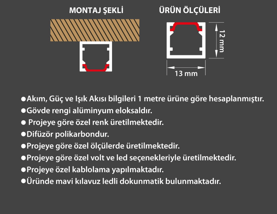 Ledim Canto Sıva Üstü Dokunmatik Led Bar