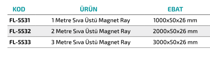 Ledim Magnet Sıva Üstü Ray / LDM5531