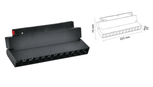 Ledim Hareketli Magnet Armatür Siyah Kompakt Lensli 12W / LDM6622