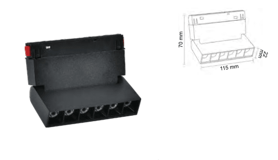 Ledim Hareketli Magnet Armatür Siyah Kompakt Lensli 6W / LDM6621