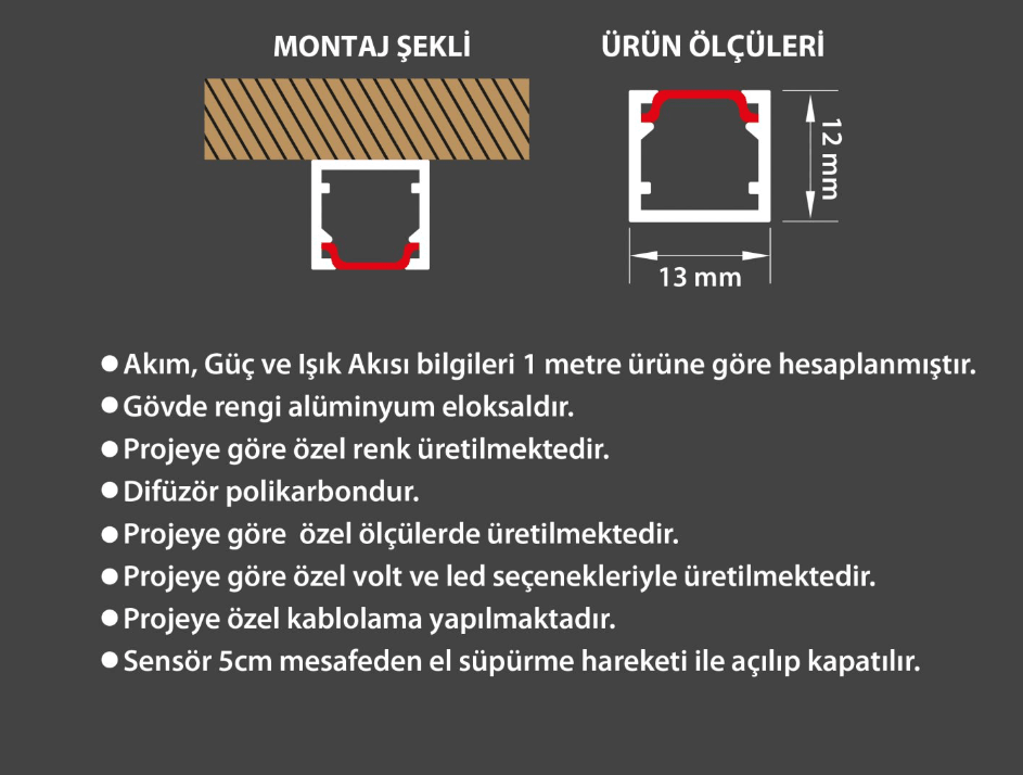 Ledim Canto Sıva Üstü IR Sensörlü Led Bar