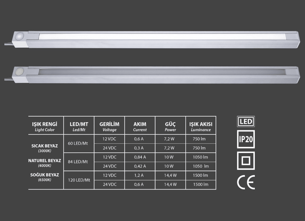 Ledim Canto Sıva Üstü Dokunmatik Led Bar