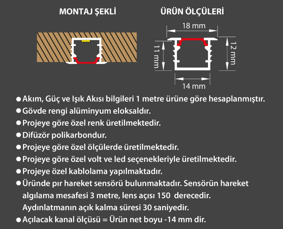 Ledim Alto Pır Sensörlü Led Bar