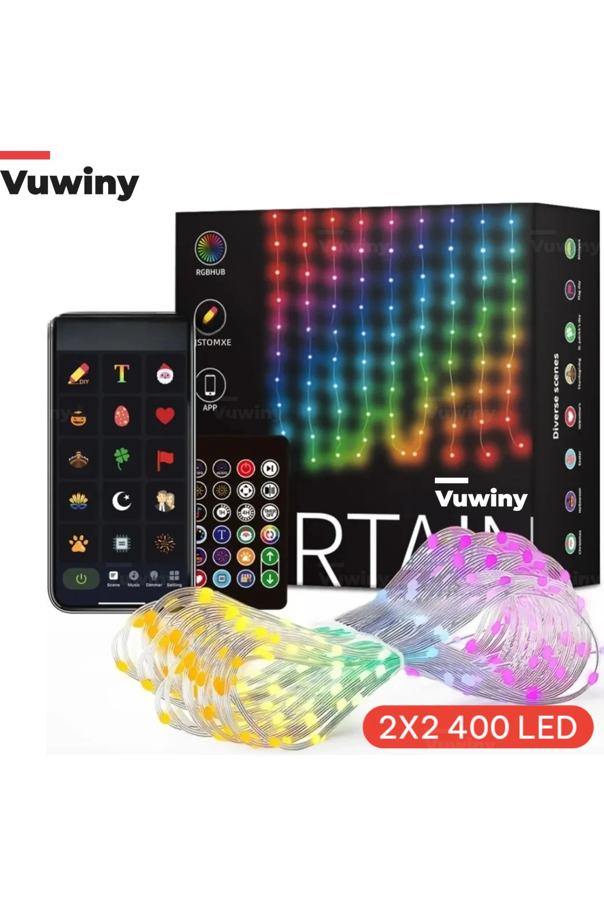 Mobil Uygulamalı Senkronizasyonlu USB Girişli RGB Akıllı LED Perde (2x2 Metre)