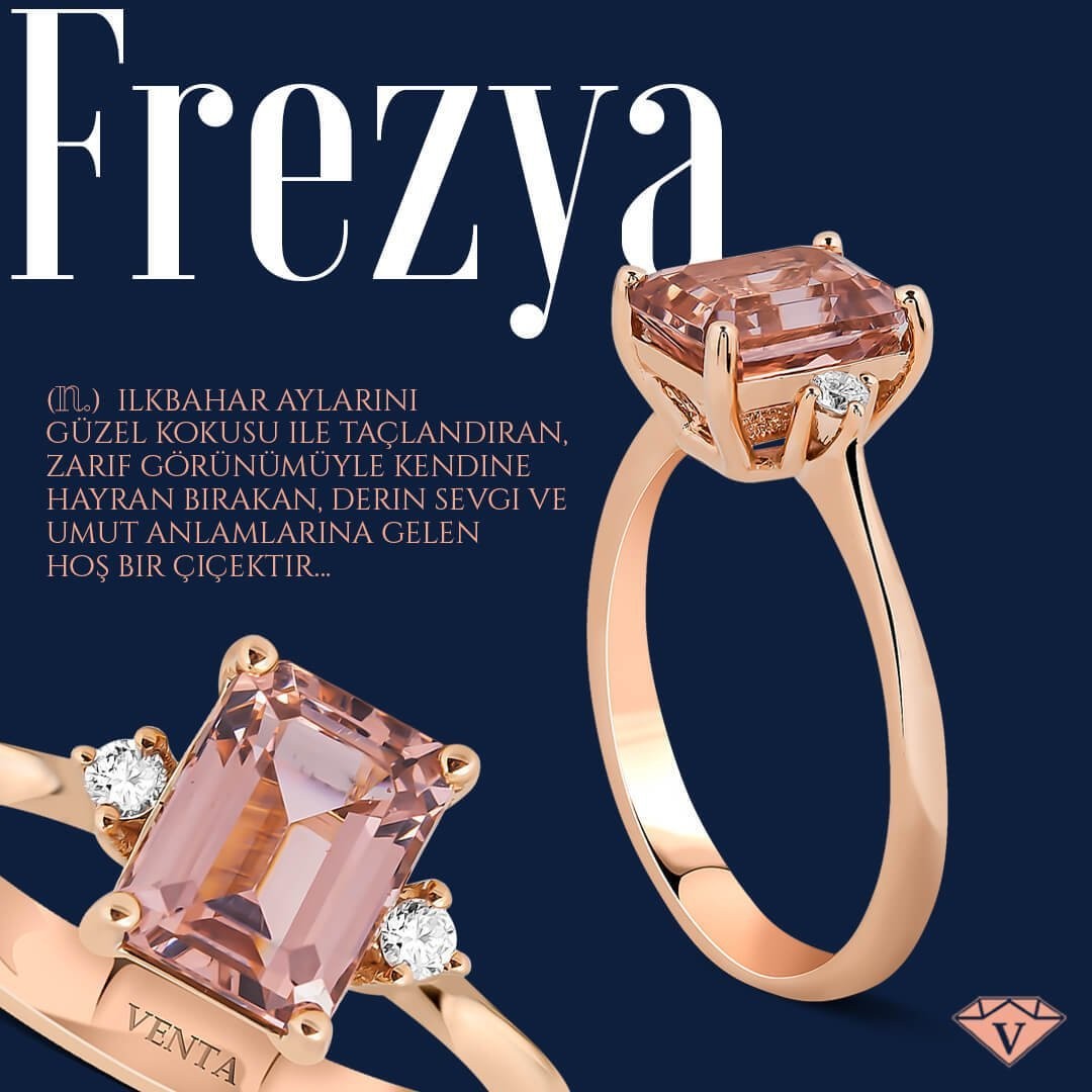 1,73 Karat Pırlantalı Morganit Yüzük ''Frezya''