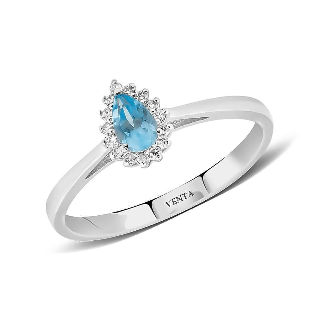 0,35 Karat Pırlantalı Blue Topaz Yüzük