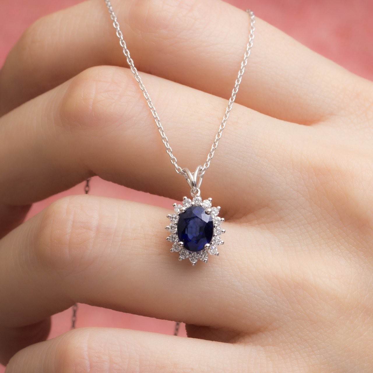 2,53 Karat Pırlantalı Safir Kolye ''Navy''