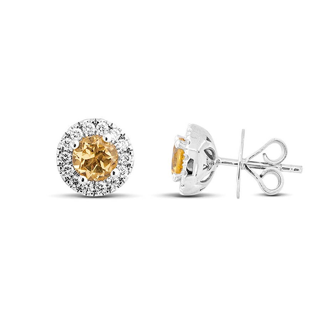 1,33 Karat Pırlantalı Citrine Küpe