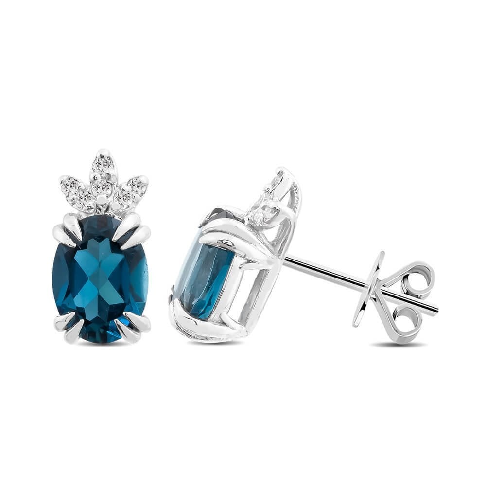 3,09 Karat Pırlantalı London Topaz Küpe