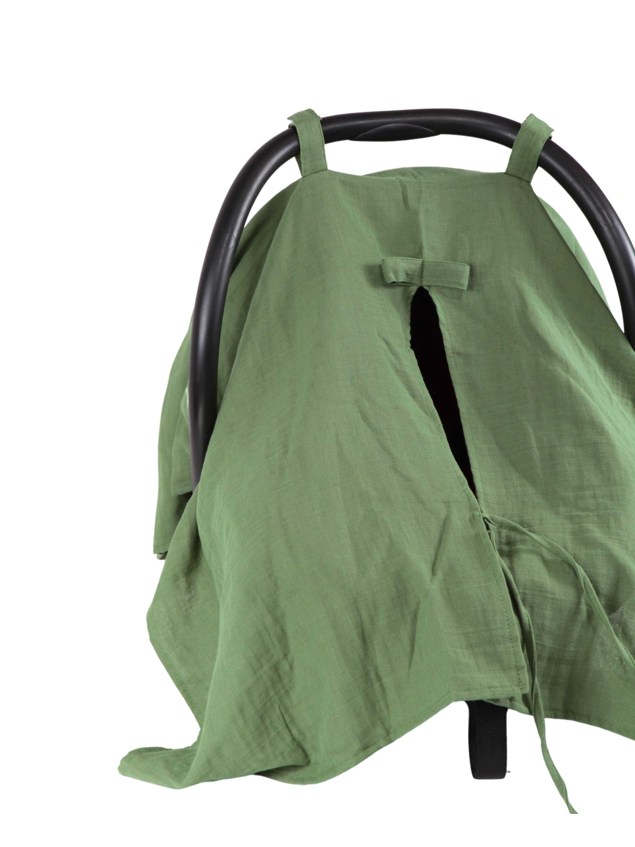 Çift Katlı Müslin Puset Örtüsü %100 Doğal Pamuklu Zümrüt Yeşili