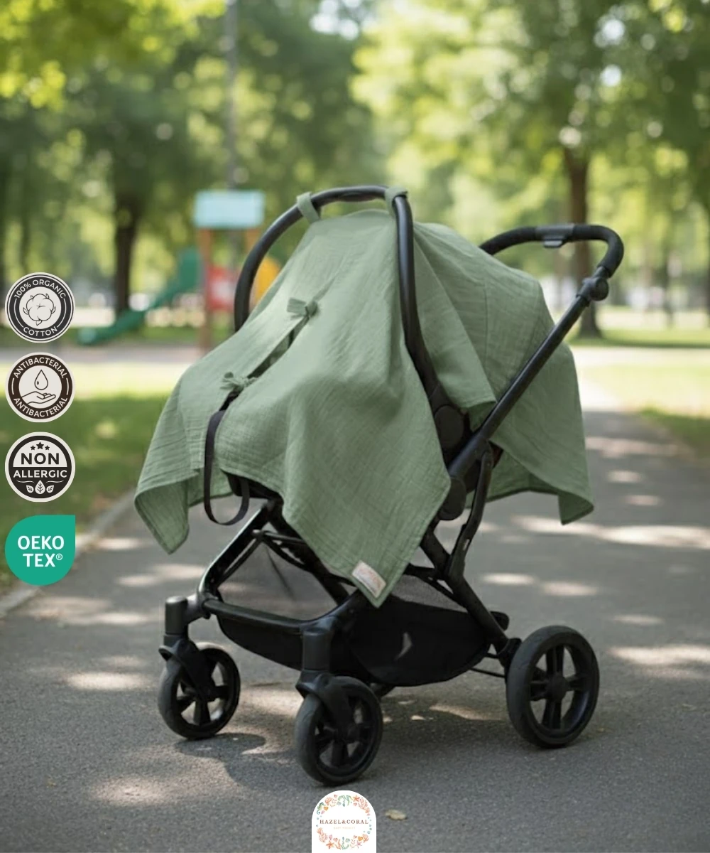 Çift Katlı Müslin Puset Örtüsü %100 Doğal Pamuklu Zümrüt Yeşili main variant image