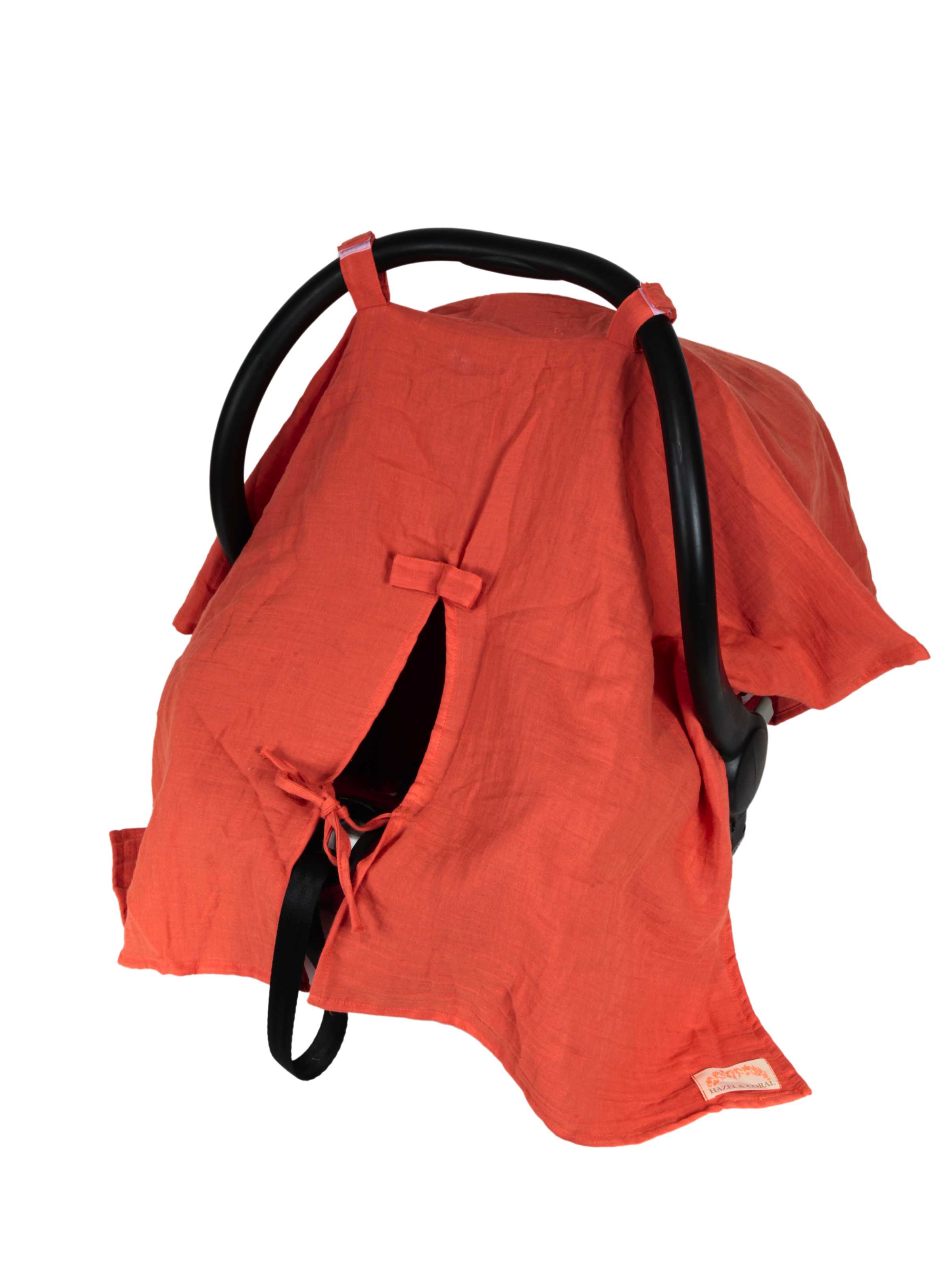 Çift Katlı Müslin Puset Örtüsü %100 Doğal Pamuklu Turuncu